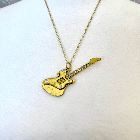 Gold Guitar Necklace