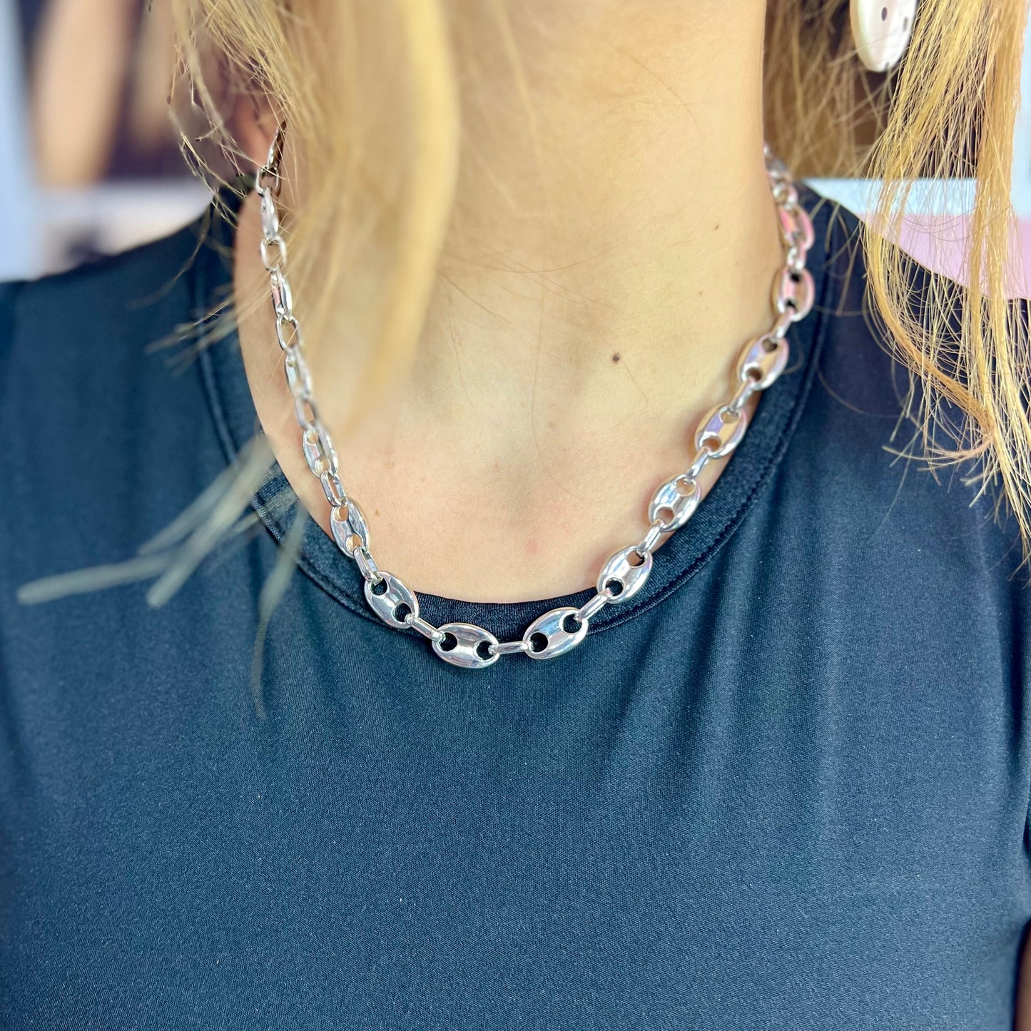 Silver Puff Mariner Necklace