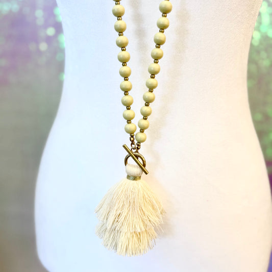 Gold & Cream Long Necklace