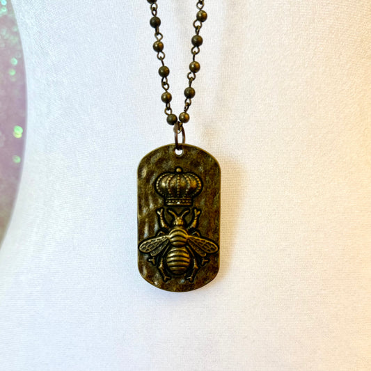 Queen Bee Dog Tag Necklace