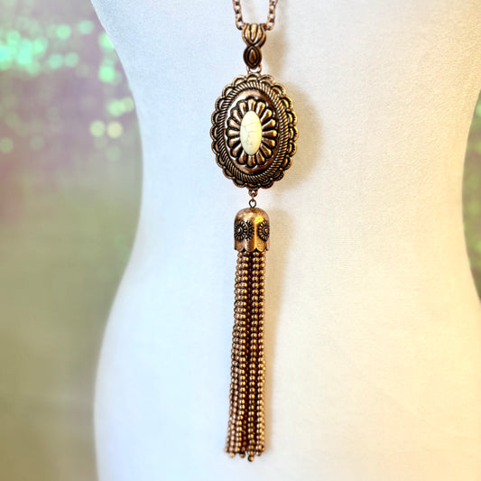 Copper Beaded Fringe Necklace