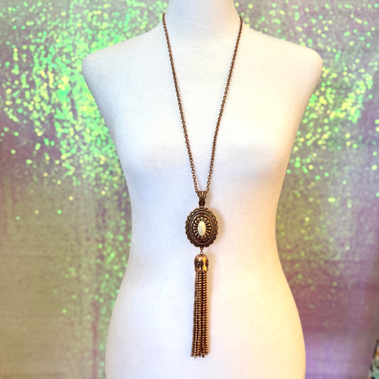 Copper Beaded Fringe Necklace