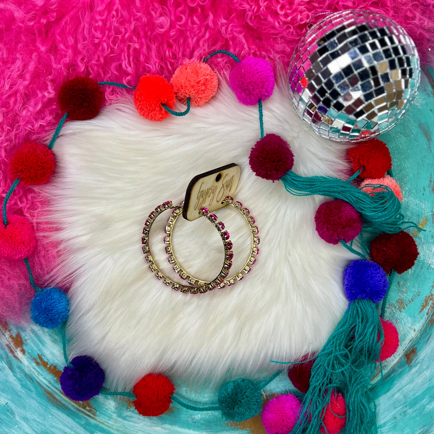 Large Fuchsia Hoop Earrings