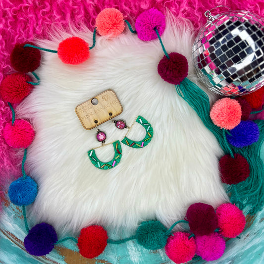 Pink Panache Green Sprinkles Earrings