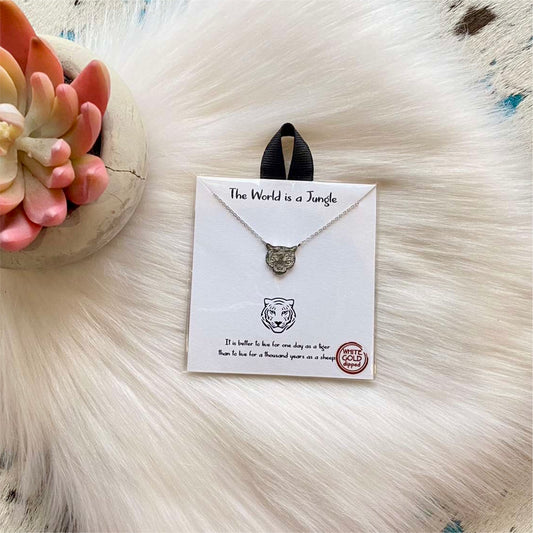 Silver Tiger Head Necklace