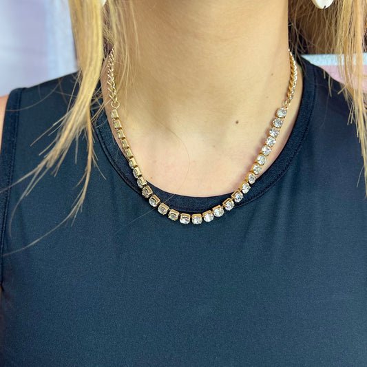 Gold Chain & Rhinestone Necklace