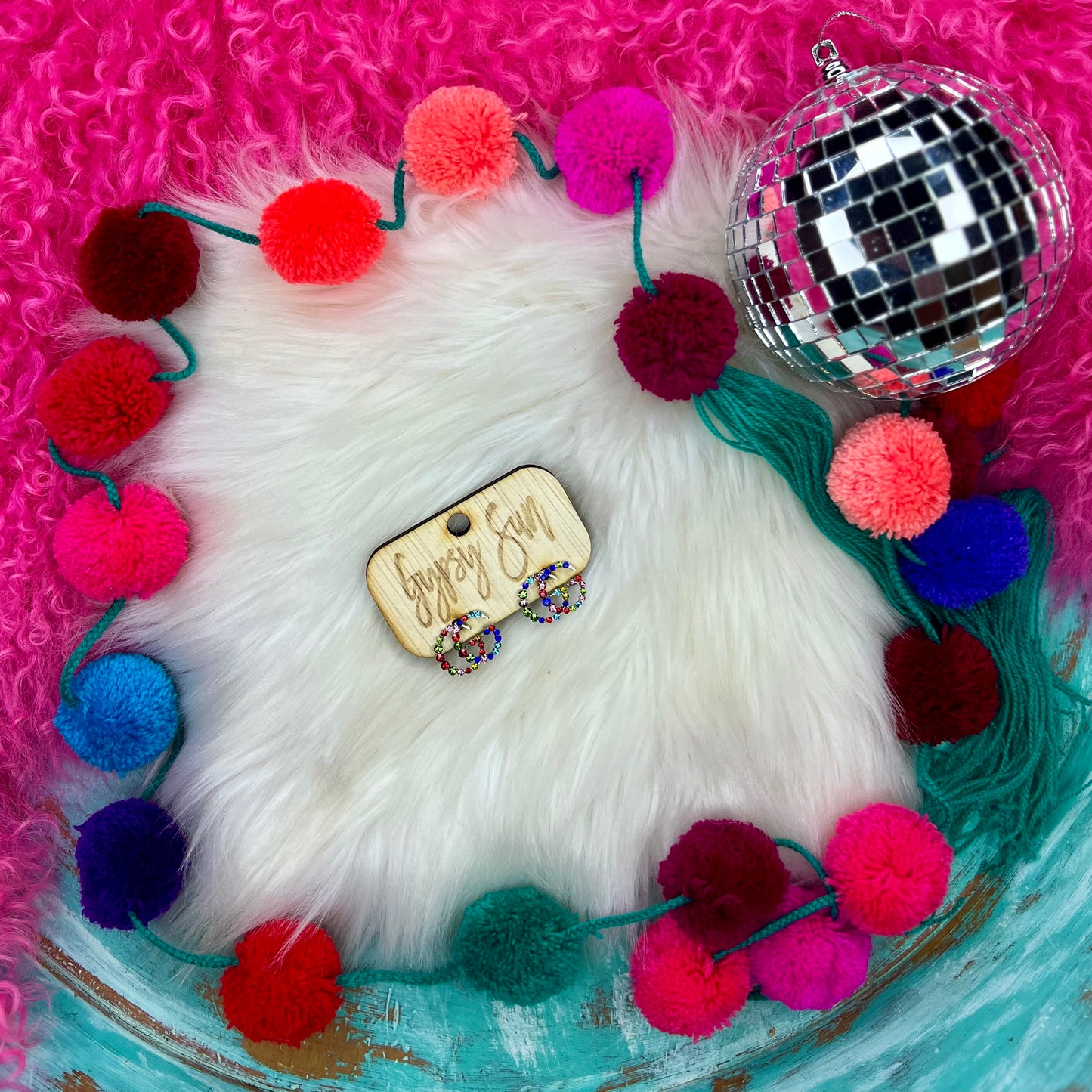 Silver Colorful G Earrings