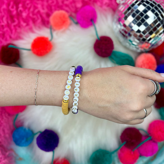 Mustard Gold Congrats Beaded Bracelet