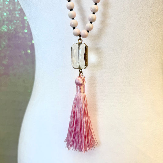 Pink Bead Long Necklace
