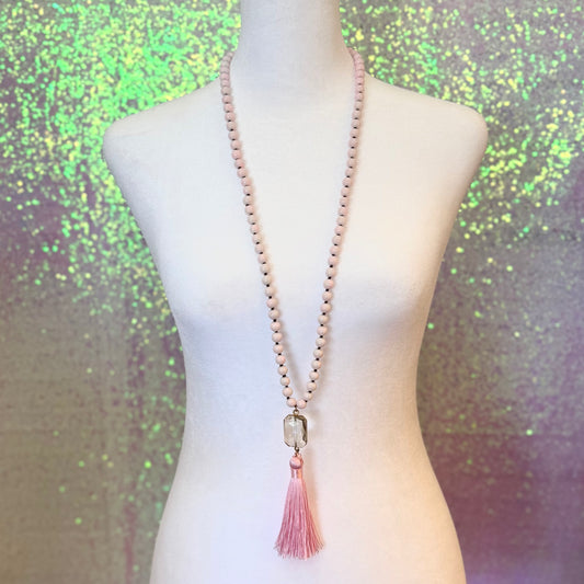 Pink Bead Long Necklace