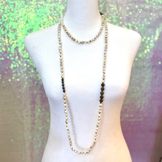 White Stone Beaded Necklace