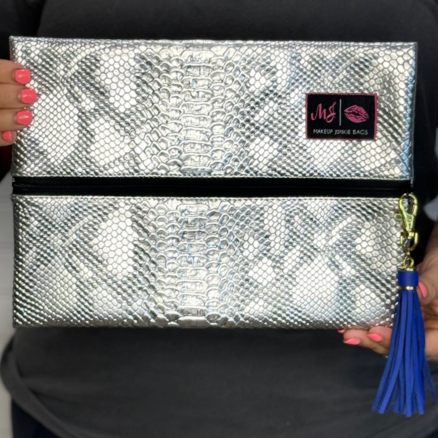 Silver Python ~ Black Zipper
