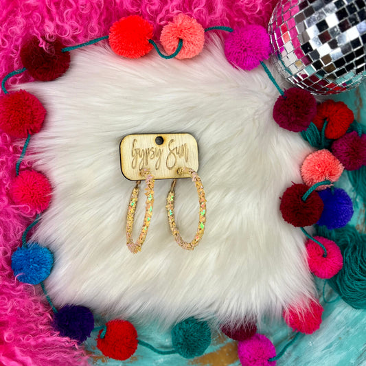 Yellow Triangle Mesh Hoop Earrings