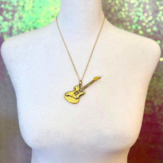 Gold Guitar Necklace