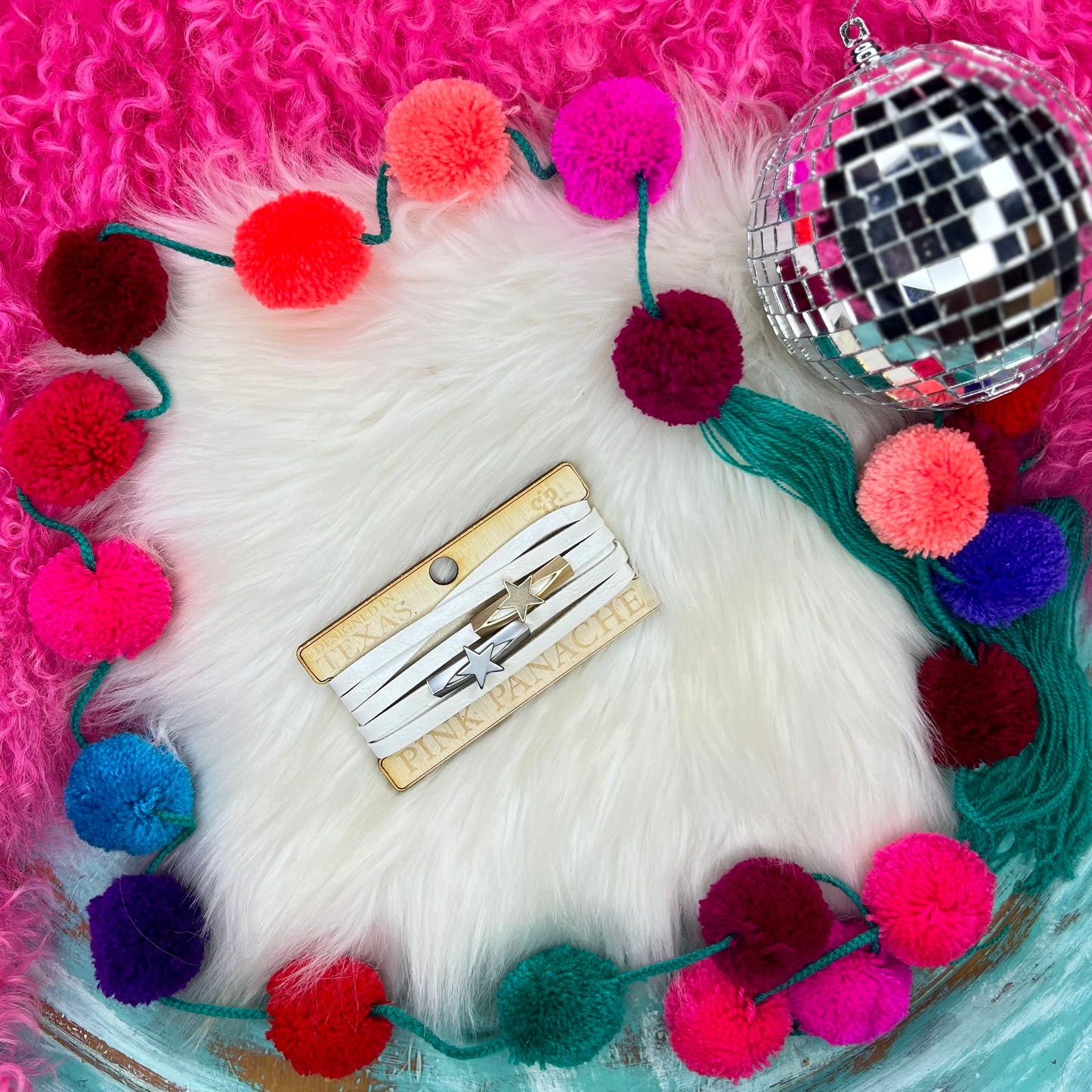 Pink Panache White Star Wrap Bracelet Set