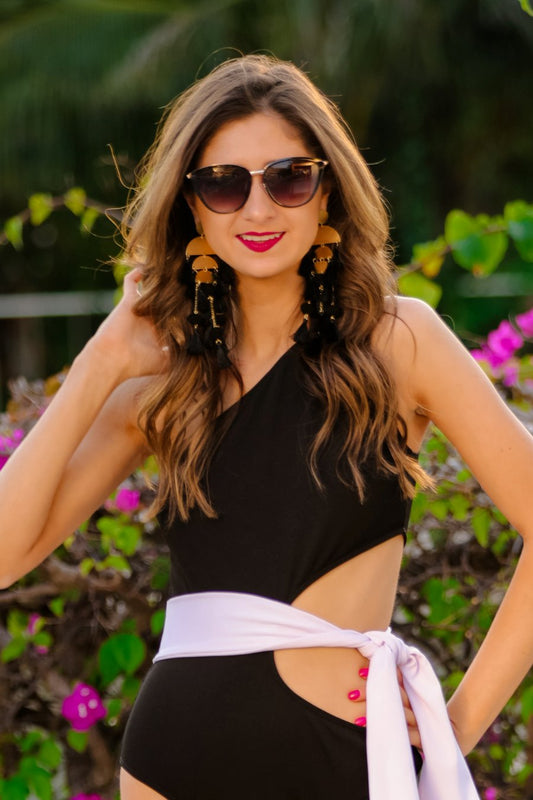 Black Tassel Chandelier Earrings