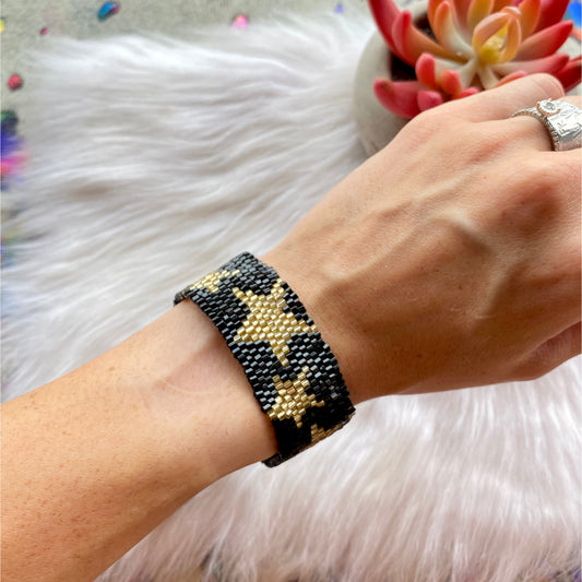 Black & Gold Star Adjustable String Bracelet