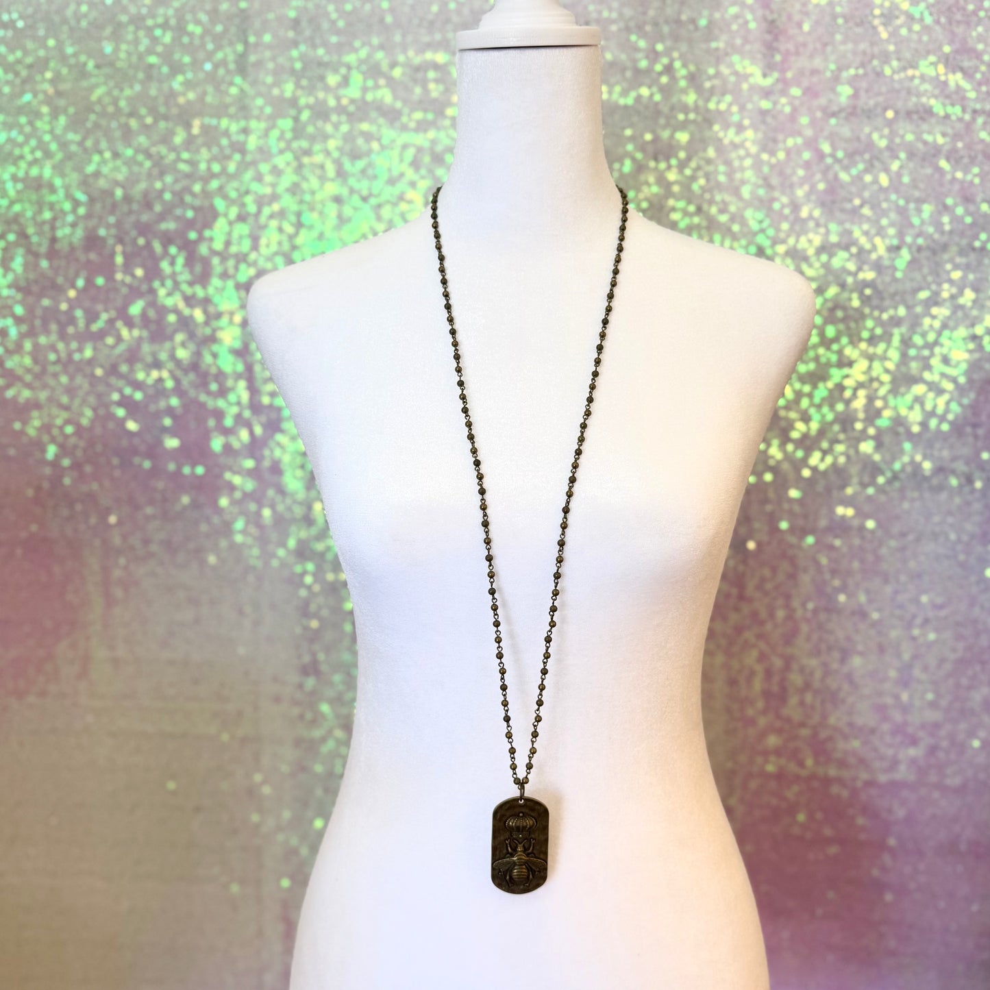 Queen Bee Dog Tag Necklace