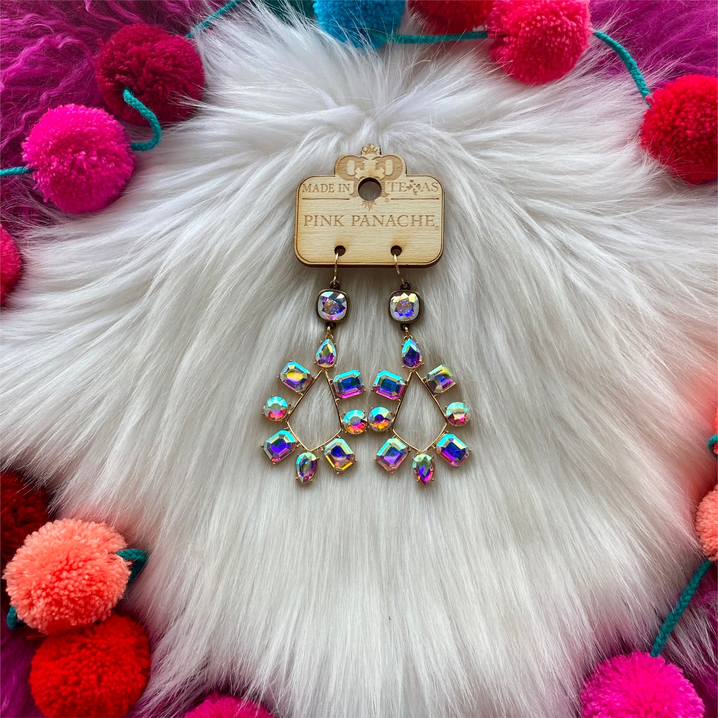 Pink Panache Gold & AB Bubble Gum Teardrop Earrings