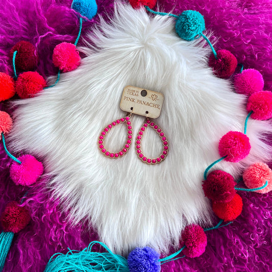 Pink Panache Hot Pink Bead Teardrop Earrings