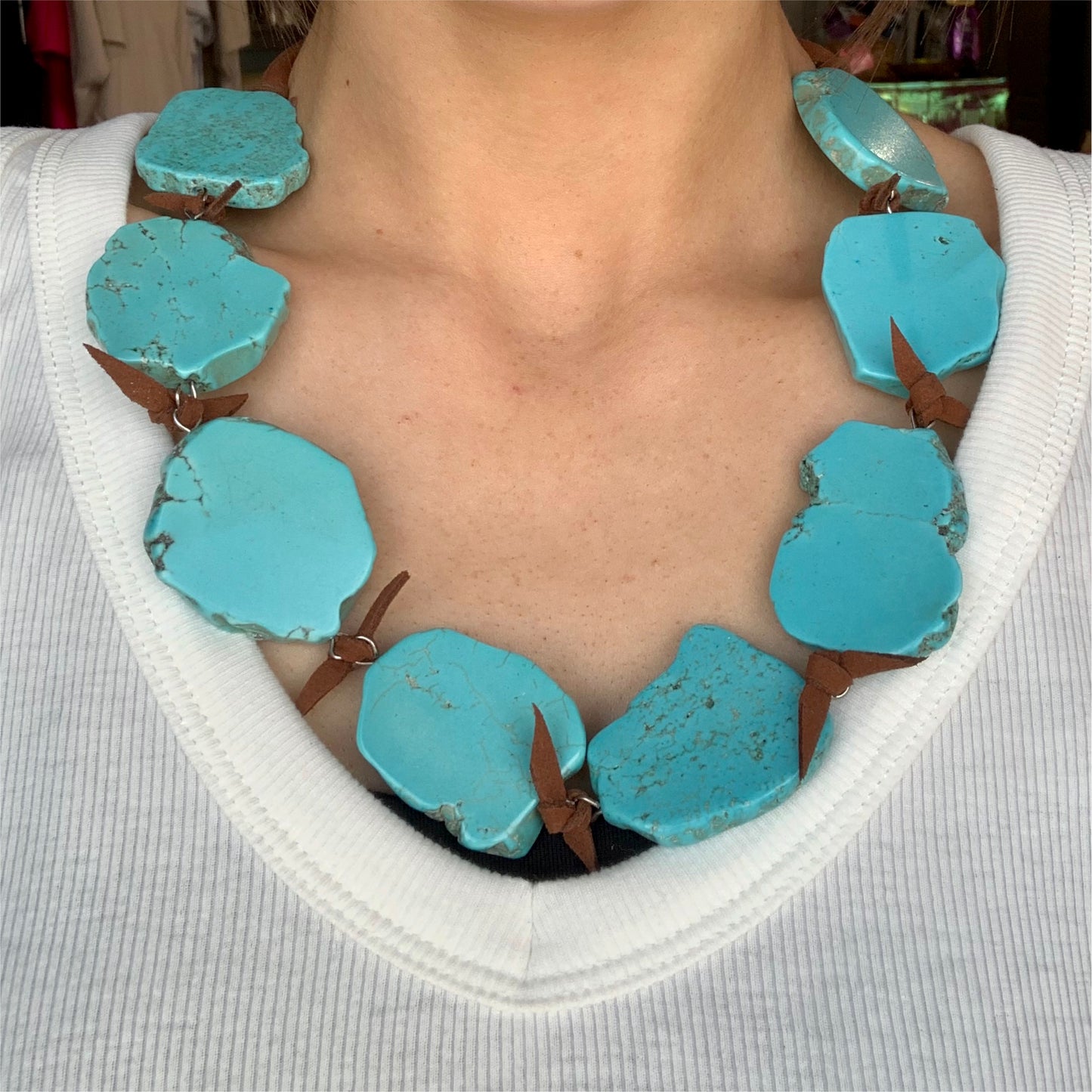 Turquoise Slab Statement Necklace