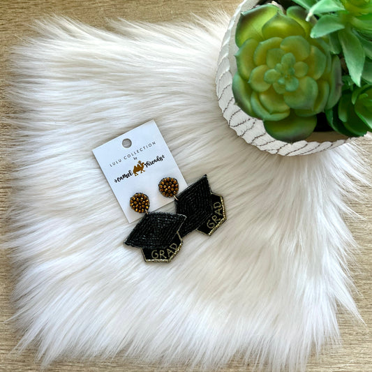 Beaded Grad Cap Earrings
